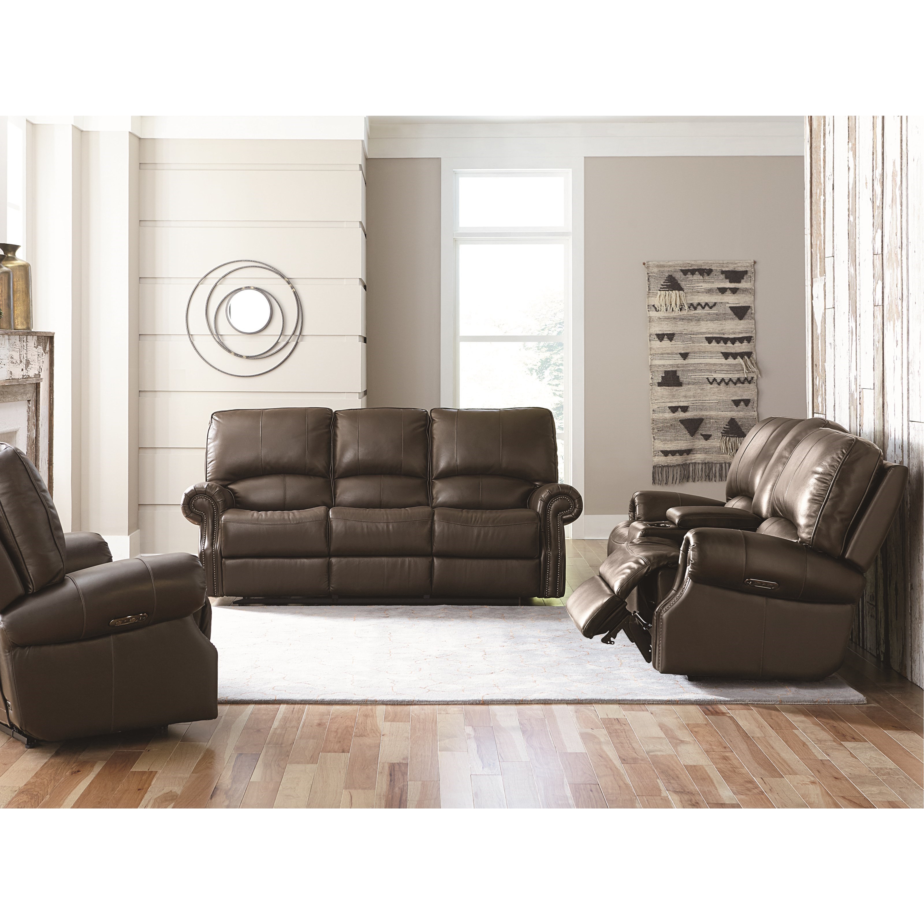 Bassett Club Level Prescott 3719PC42E Transitional Power Motion Loveseat with USB Charging